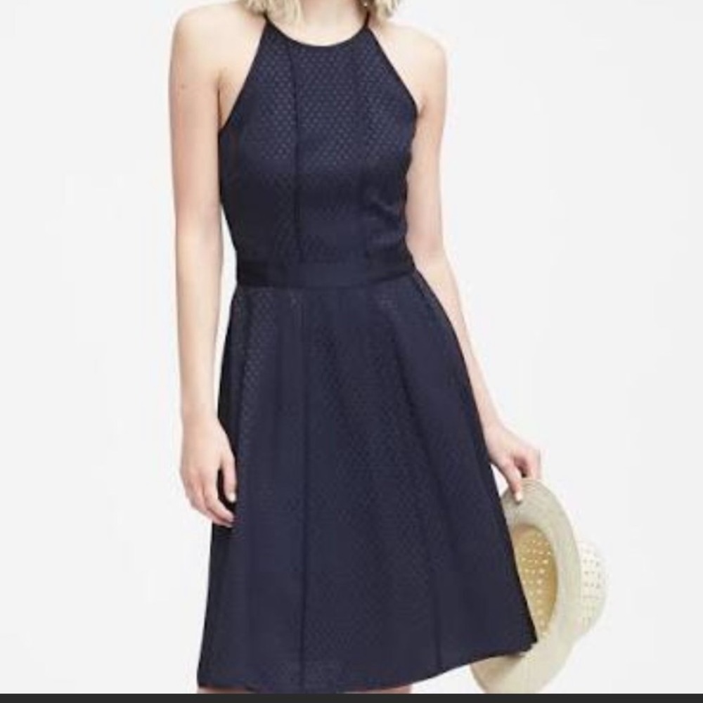 Banana republic navy blue halter dress